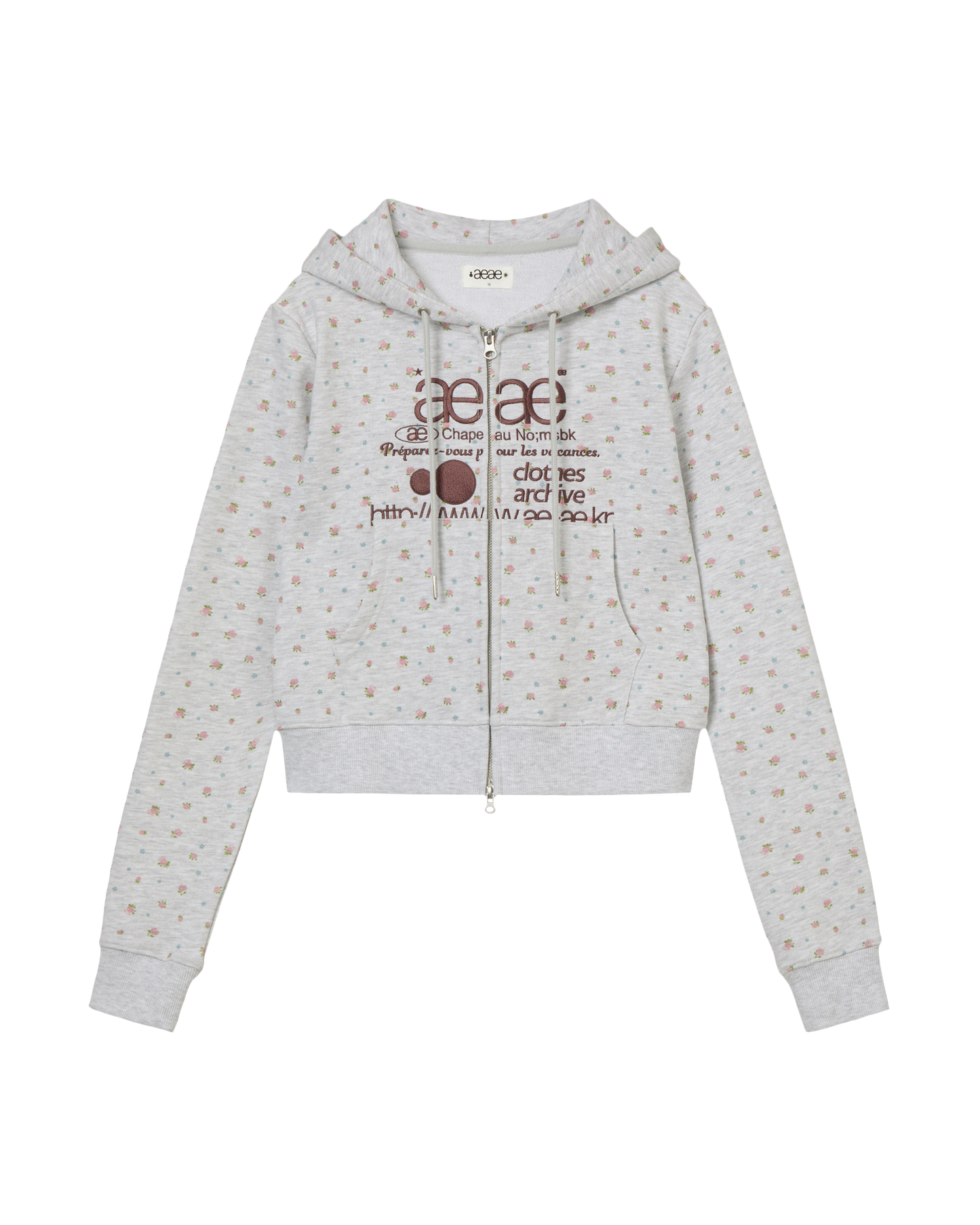 WEB LOGO FLOWER CROP HOOD ZIP UP