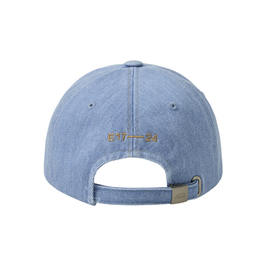 WASHED DENIM BALL CAP-LIGHT BLUE DENIM/PINK