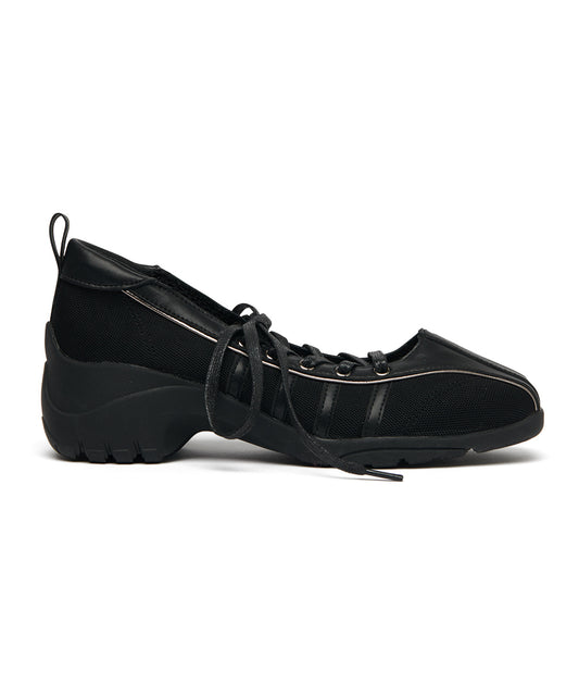 BLISS HEEL LACEUP SNEAKERS-BLACK