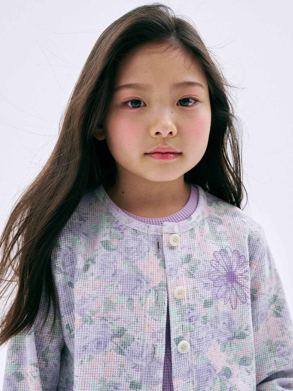 KIDS WAFFLE CARDIGAN FLEUR FRILL