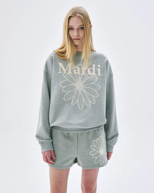 SWEATSHIRT FLOWERMARDI NEEDLEWORK-GREY CREAM