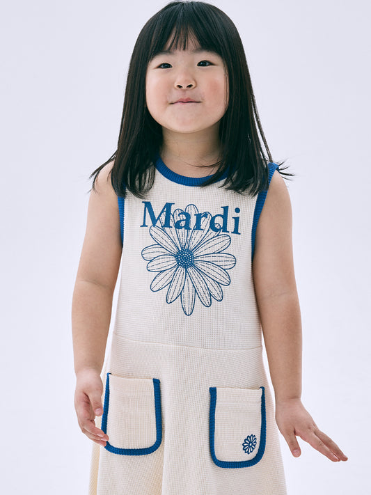 KIDS WAFFLE FLARE DRESS SLEEVELESS FLOWERMARDI