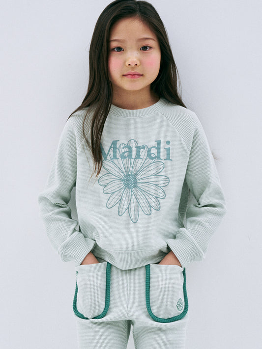 KIDS WAFFLE RAGLAN SWEATSHIRT FLOWERMARDI