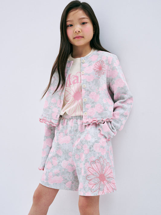 KIDS WAFFLE SHORTS FLEUR FLOWER