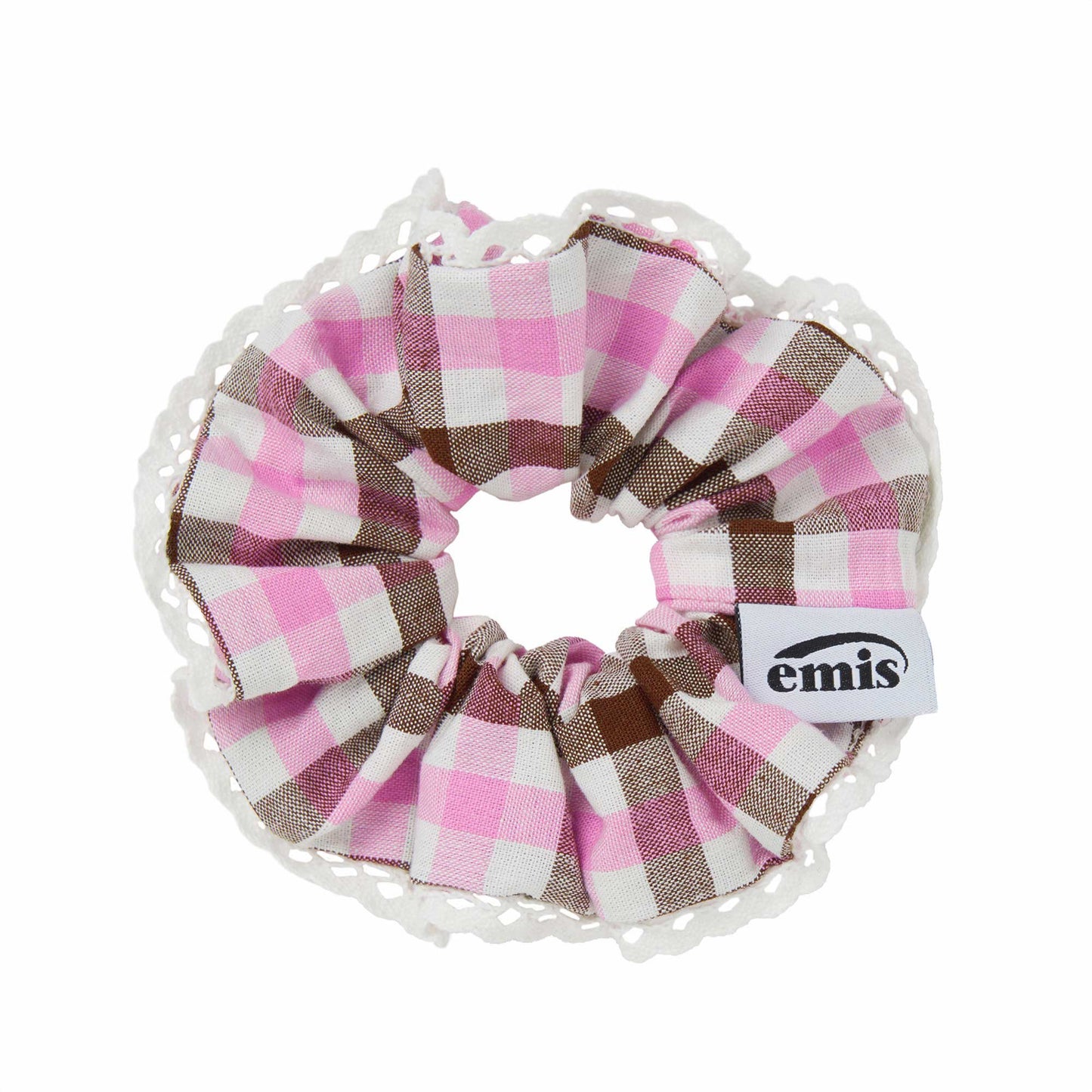 BLOCK CHECK SCRUNCHIE-PINK_BROWN