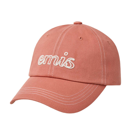 LETTERING LOGO WHITE STITCH BALL CAP-CORAL