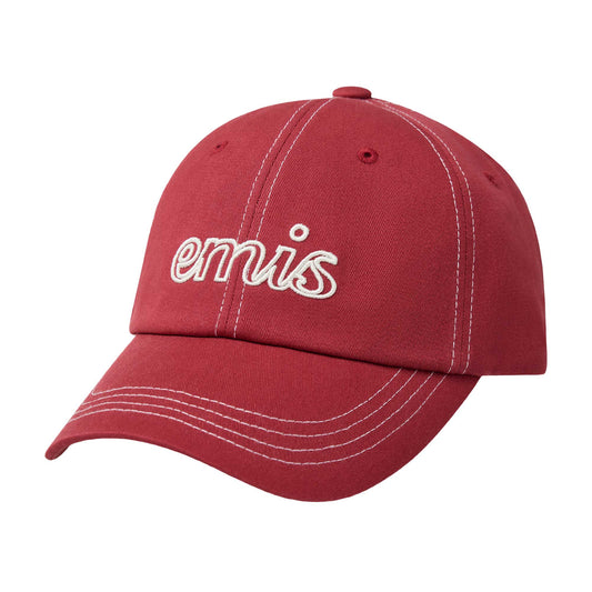 LETTERING LOGO WHITE STITCH BALL CAP-RED