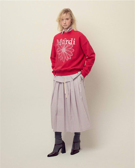 SWEATSHIRT FLOWERMARDI NEEDLEWORK-RED PINK