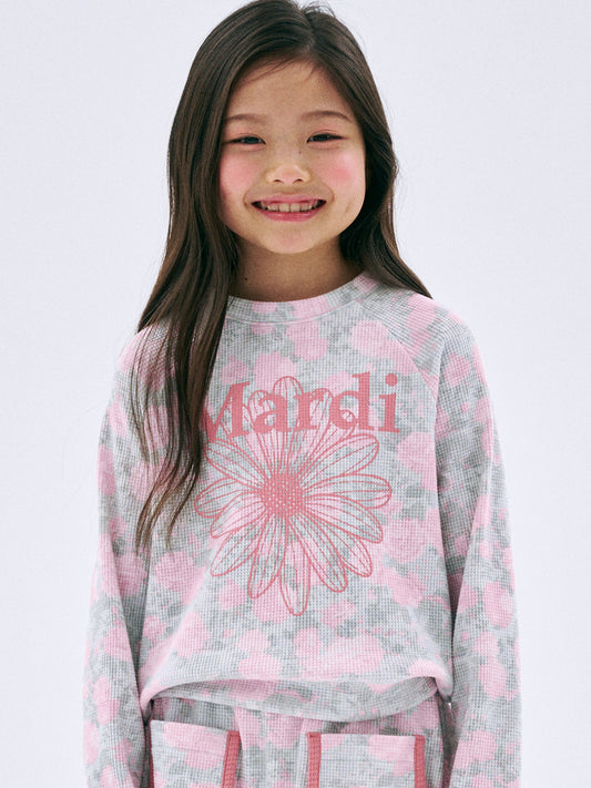 KIDS WAFFLE RAGLAN SWEATSHIRT FLEUR FLOWERMARDI