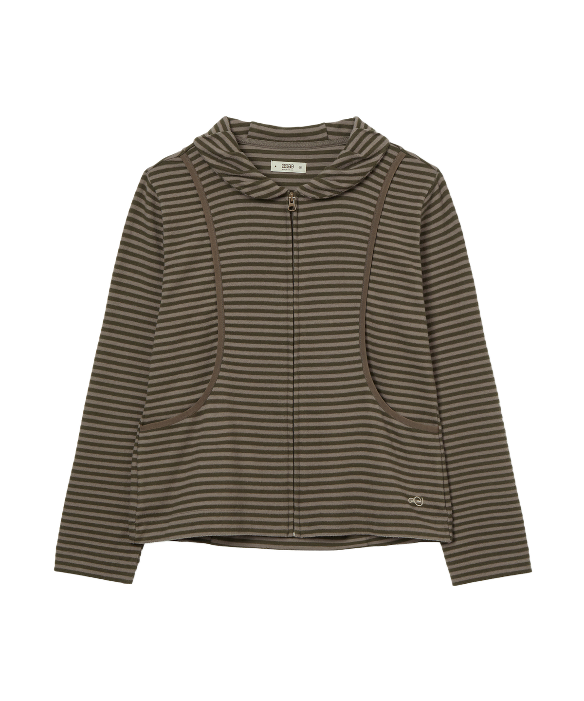 SHAWL COLLAR STRIPE ZIP UP