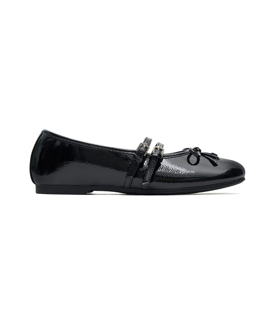 SQUARE TOE TWO STRAP MARYJANES(ENAMEL)-BLACK