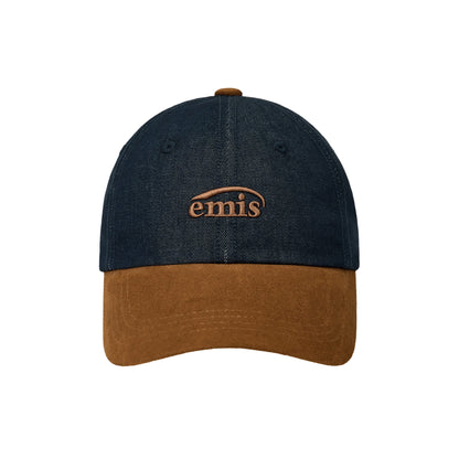 SMALL LOGO SUEDE BRIM BALL CAP-BLUE DENIM