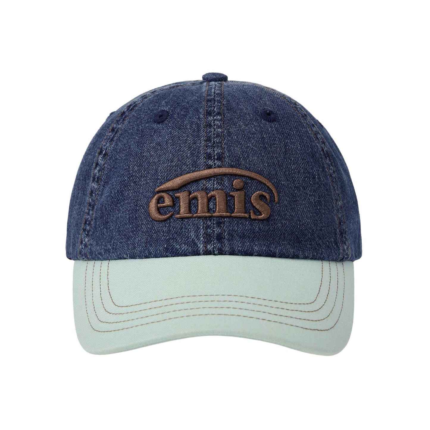 WASHED DENIM BALL CAP-BLUE/MINT