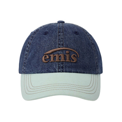 WASHED DENIM BALL CAP-BLUE/MINT