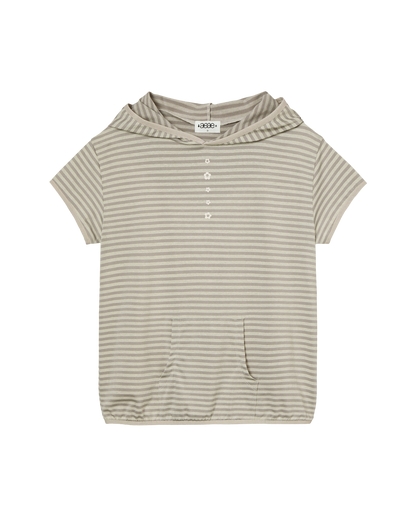 STRIPE HALF SLEEVE HOODIE