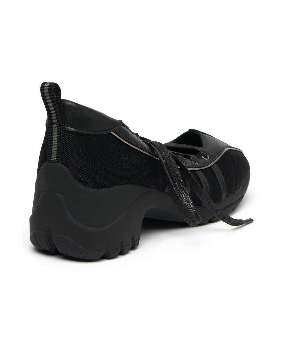 BLISS HEEL LACEUP SNEAKERS-BLACK
