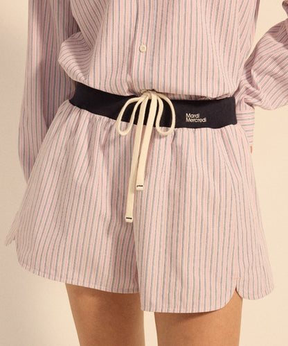 COTTON SHORTS STRIPE CONTRAST WAISTBAND