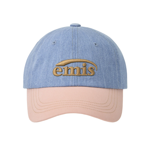 WASHED DENIM BALL CAP-LIGHT BLUE DENIM/PINK