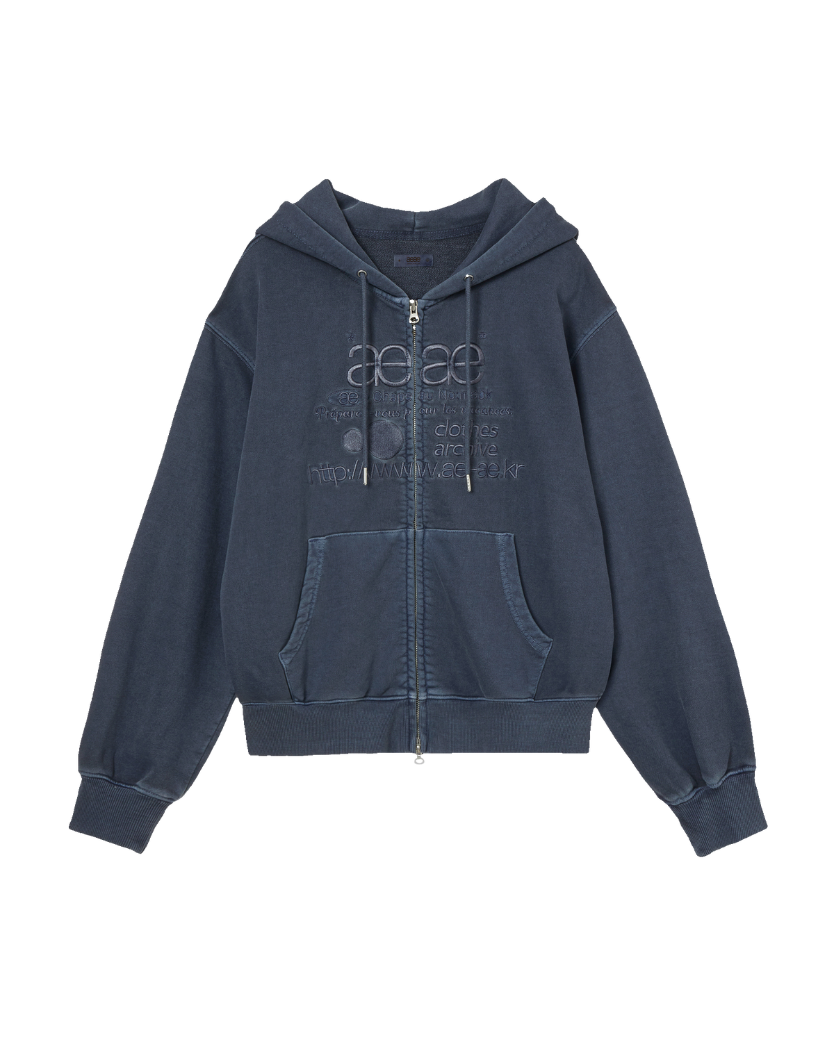 WEB LOGO WASHED HOOD ZIP UP