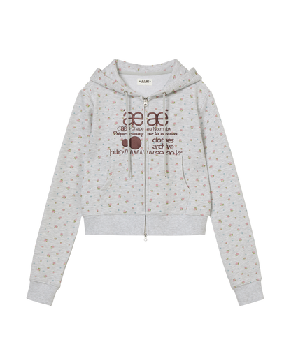 WEB LOGO FLOWER CROP HOOD ZIP UP