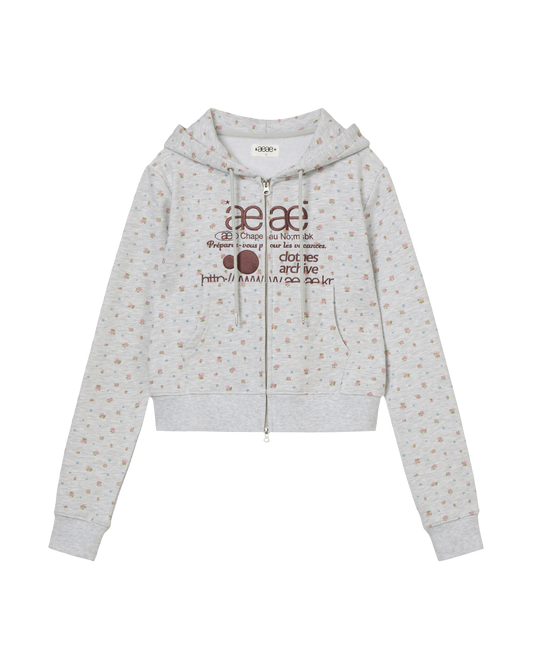 WEB LOGO FLOWER CROP HOOD ZIP UP