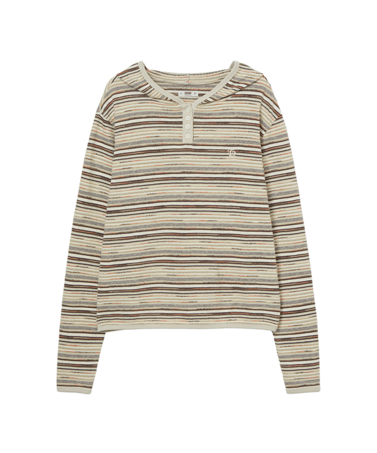 STRIPE KNIT HOODIE
