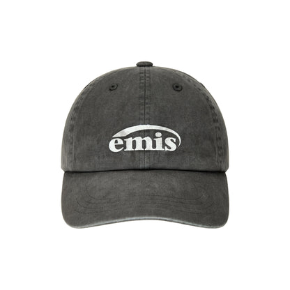 LOGO PRINT PIGMENT DYEING BALL CAP-GRAY