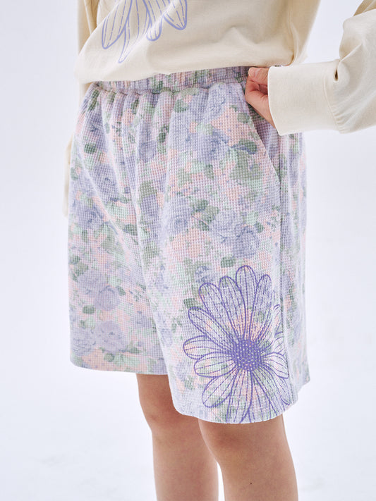 KIDS WAFFLE SHORTS FLEUR FLOWER