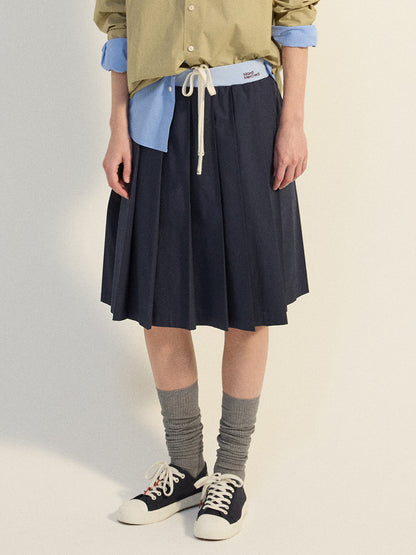 COTTON PLEATED MIDI SKIRT