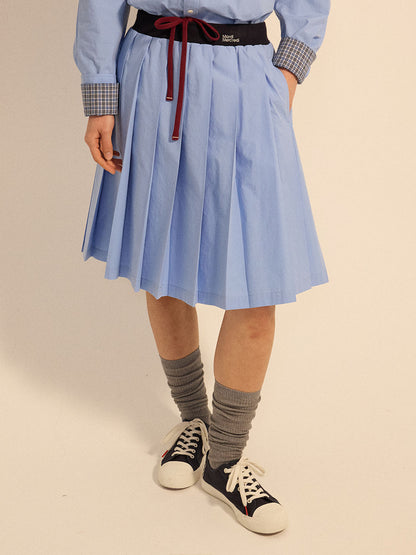 COTTON PLEATED MIDI SKIRT