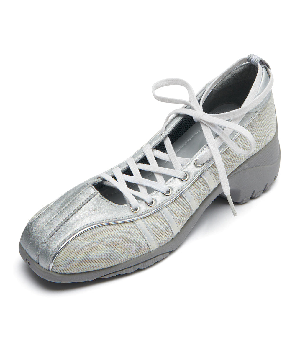 BLISS HEEL LACEUP SNEAKERS-SILVER