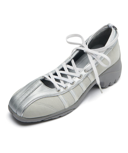 BLISS HEEL LACEUP SNEAKERS-SILVER