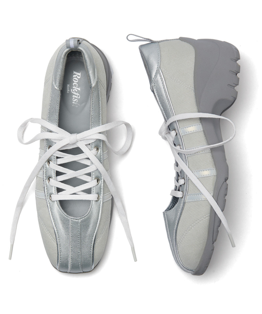 BLISS HEEL LACEUP SNEAKERS-SILVER
