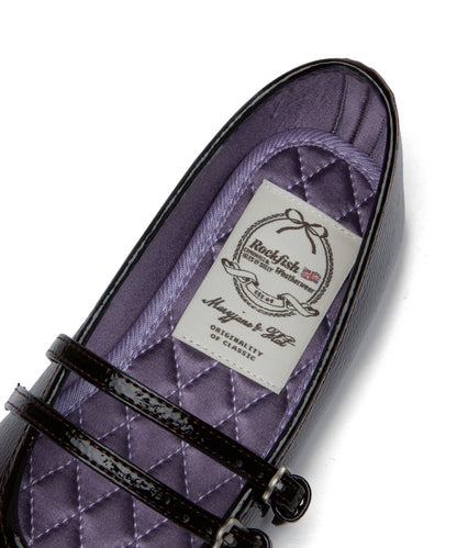 SQUARE TOE TWO STRAP MARYJANES(ENAMEL)-BROWN