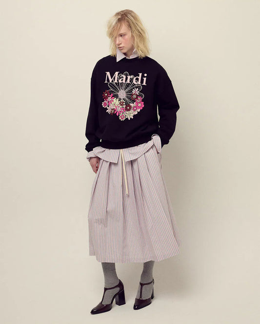SWEATSHIRT FLOWERMARDI JARDIN-BLACK PALEPINK