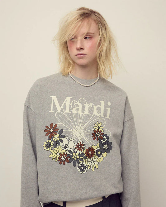SWEATSHIRT FLOWERMARDI JARDIN-GREY IVORY
