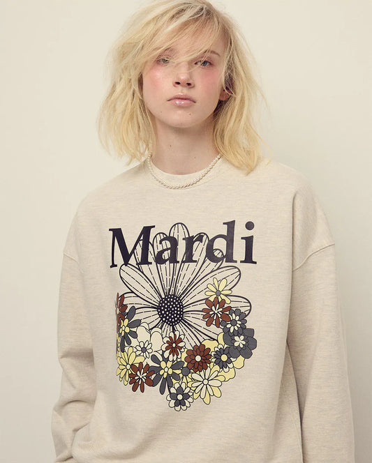 SWEATSHIRT FLOWERMARDI JARDIN-OATMEAL BLACK