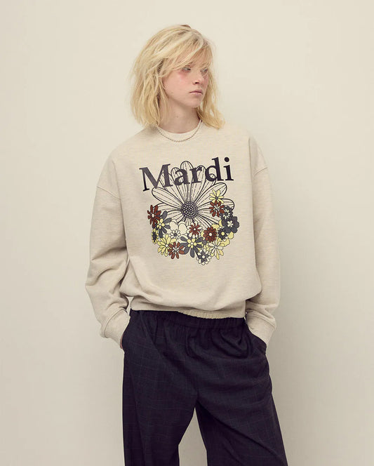 SWEATSHIRT FLOWERMARDI JARDIN-OATMEAL BLACK