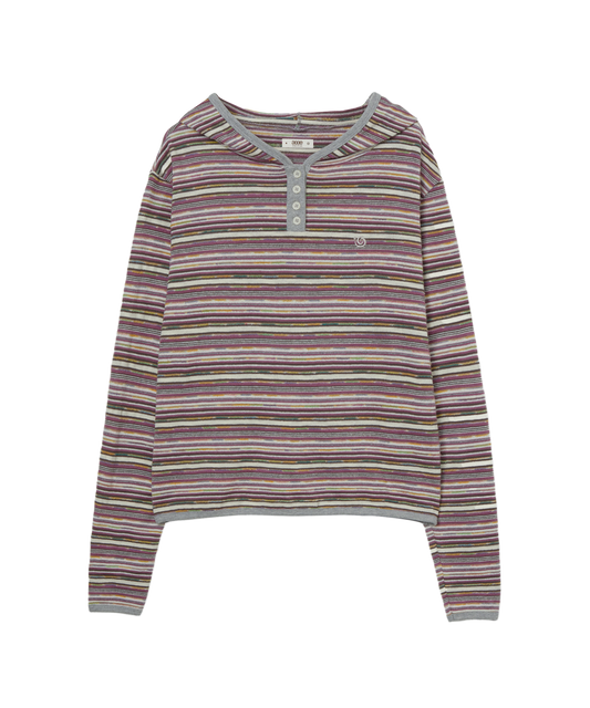 STRIPE KNIT HOODIE
