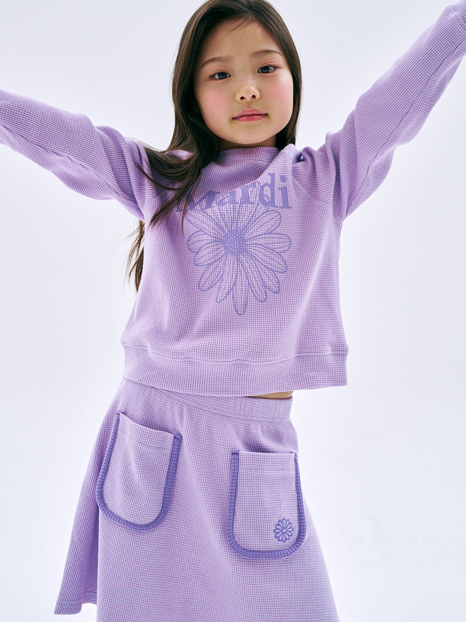 KIDS WAFFLE RAGLAN SWEATSHIRT FLOWERMARDI