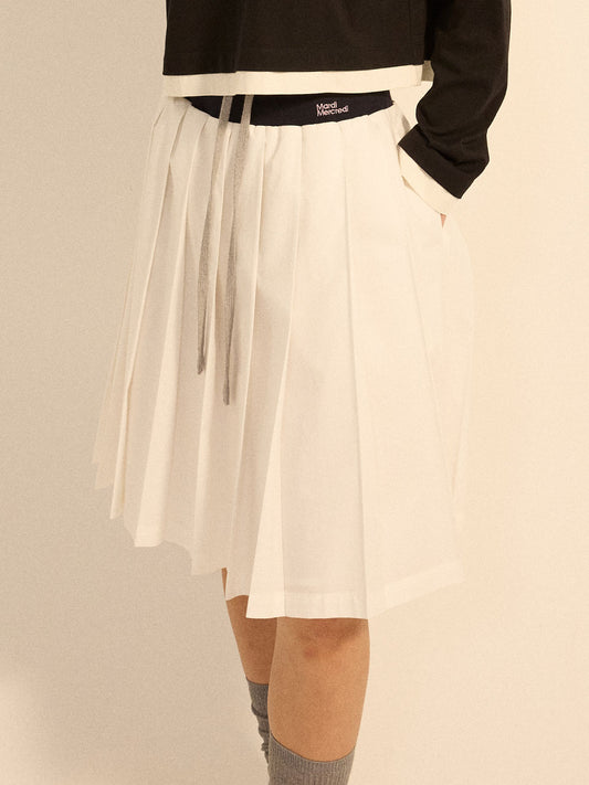 COTTON PLEATED MIDI SKIRT