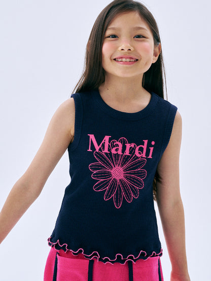 KIDS WAFFLE SLEEVELESS FLOWERMARDI FRILL