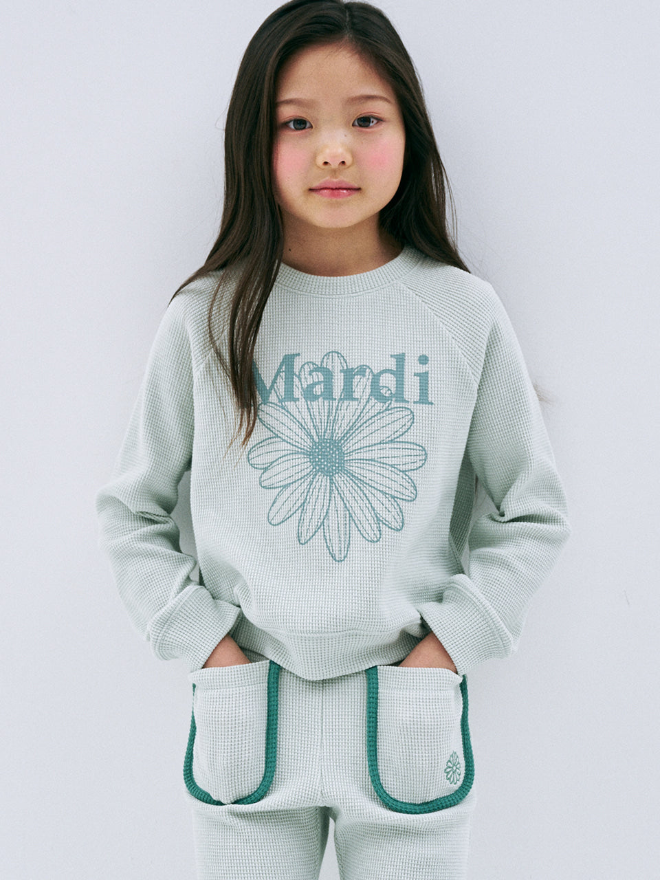 KIDS WAFFLE RAGLAN SWEATSHIRT FLOWERMARDI