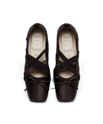BANDING BALLET FLATS-BROWN