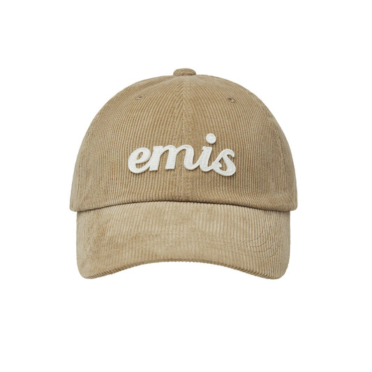 APPLIQUE CORDUROY BALL CAP-BEIGE