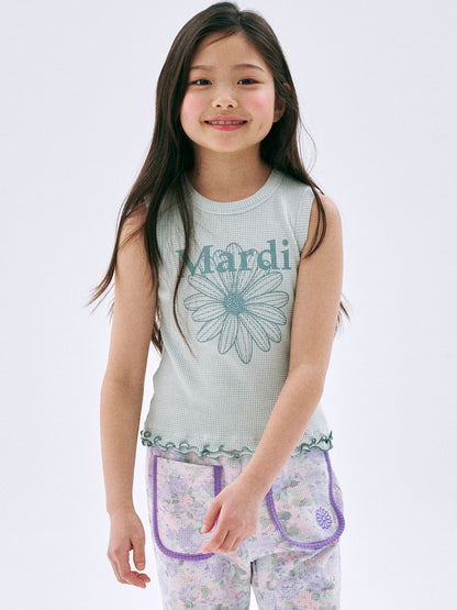 KIDS WAFFLE SLEEVELESS FLOWERMARDI FRILL