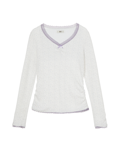 FLOWER V NECK TEE