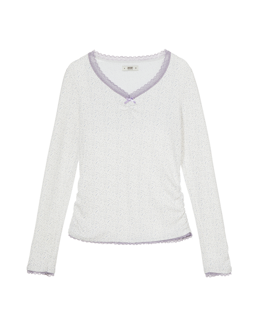 FLOWER V NECK TEE