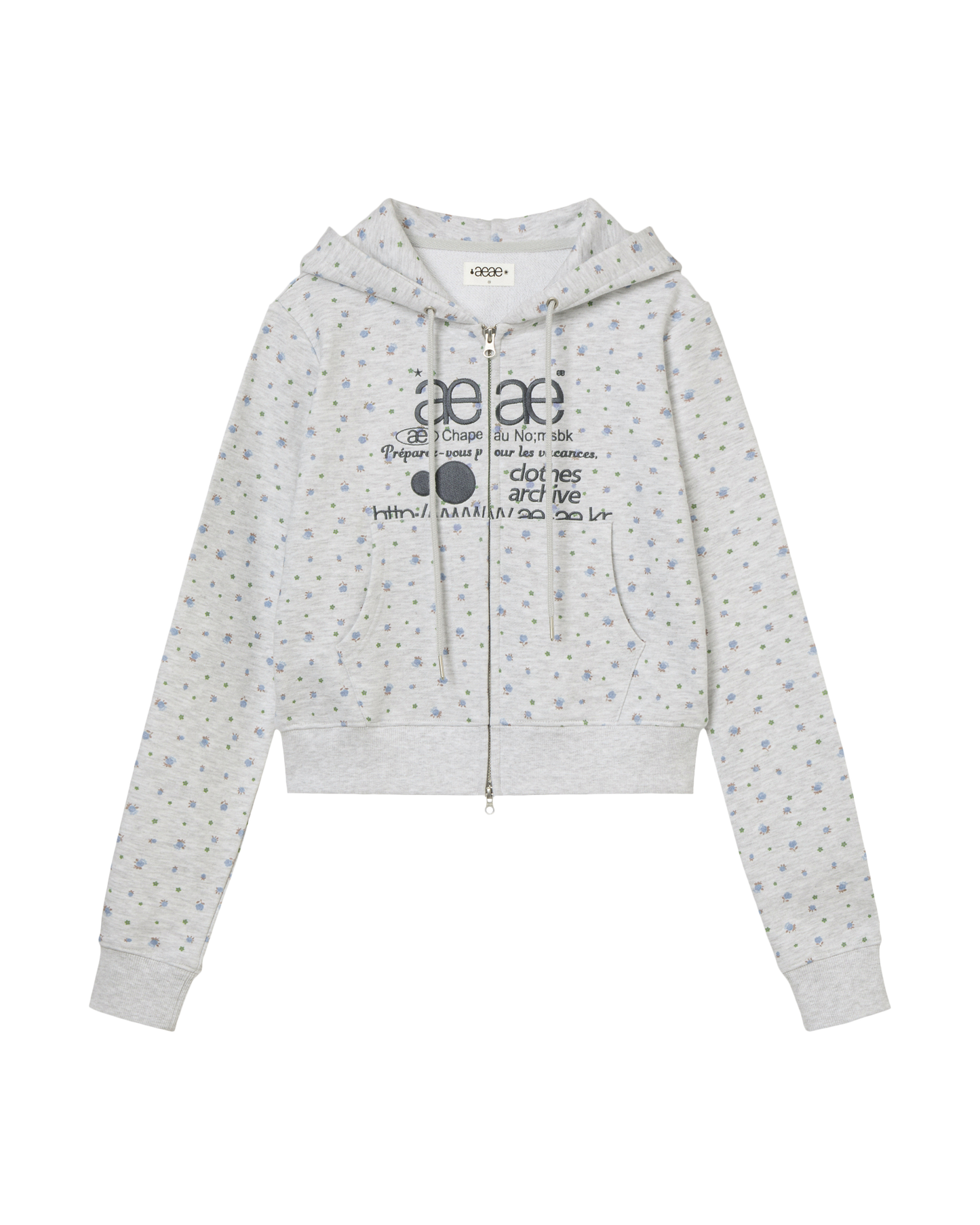 WEB LOGO FLOWER CROP HOOD ZIP UP