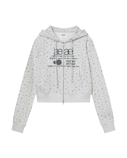 WEB LOGO FLOWER CROP HOOD ZIP UP